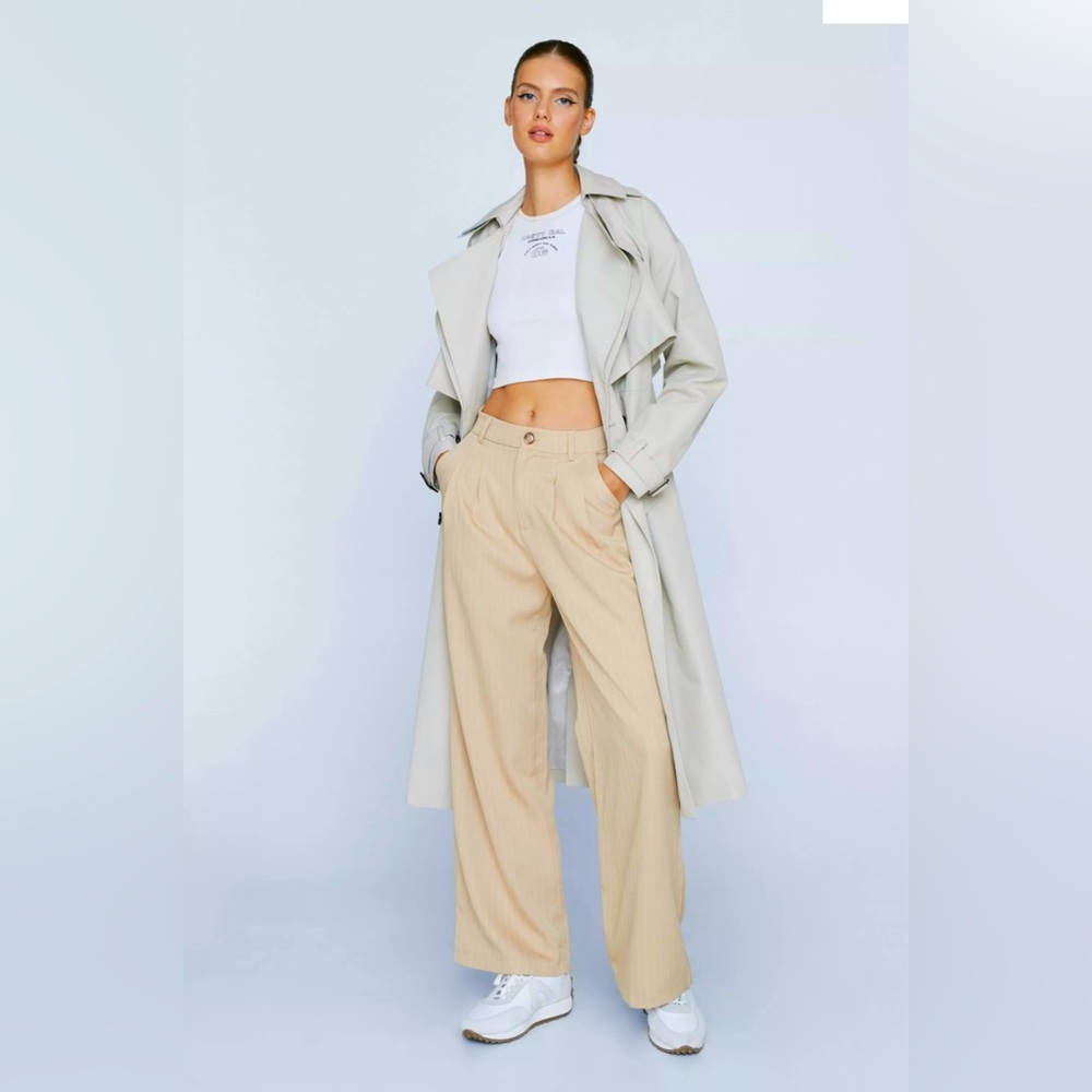 Nasty Gal Pinstripe Print Wide Leg Trousers.